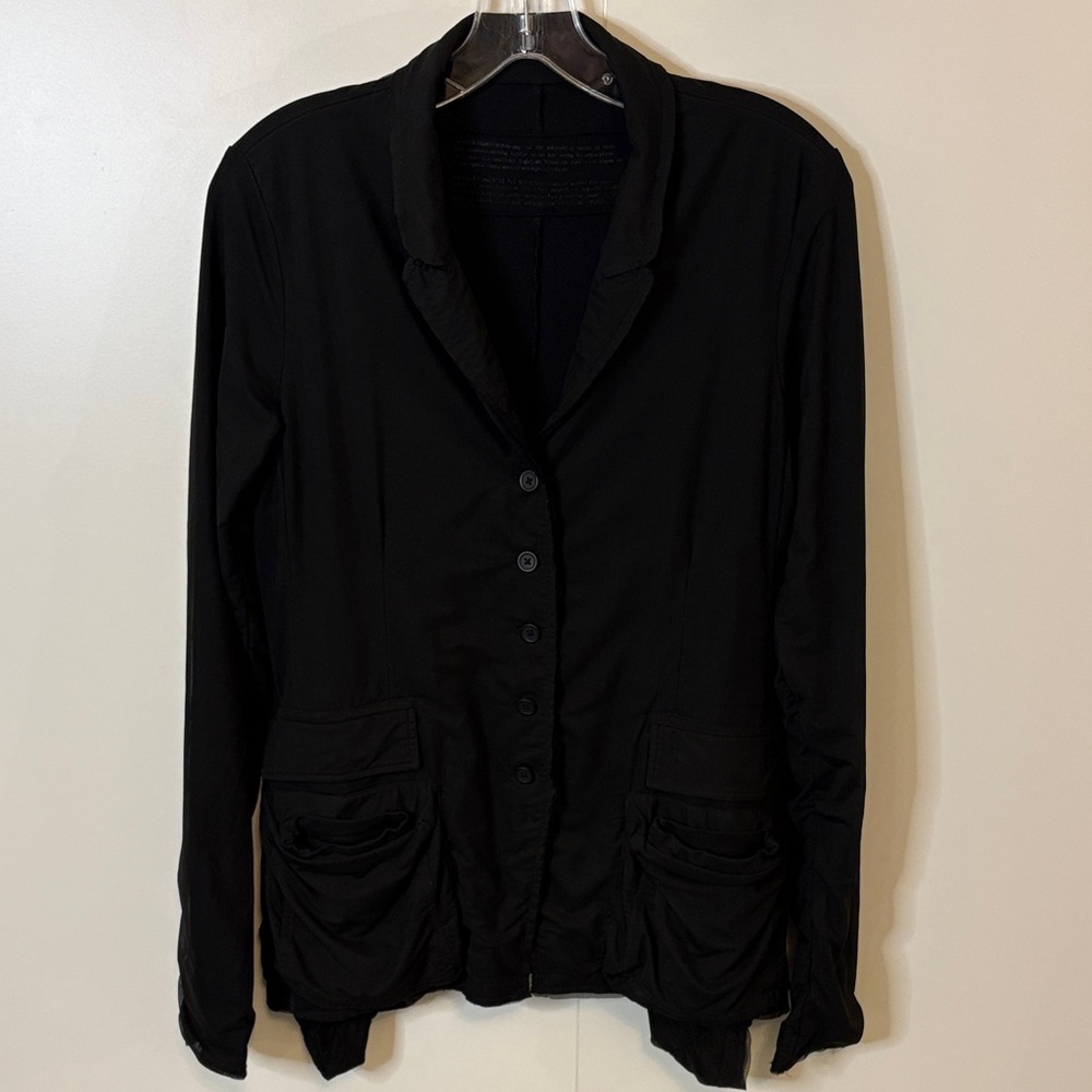 Rick Owens Black Draped Button Jacket Avant-Garde Lightweight Mesh Detail